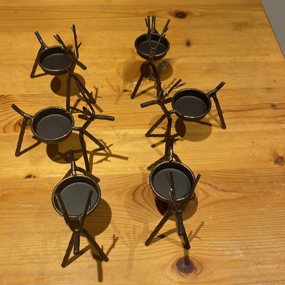 Reindeer candle holders (1 set off 6), Copper Brown Color, New Condition. - Picture 1 of 5